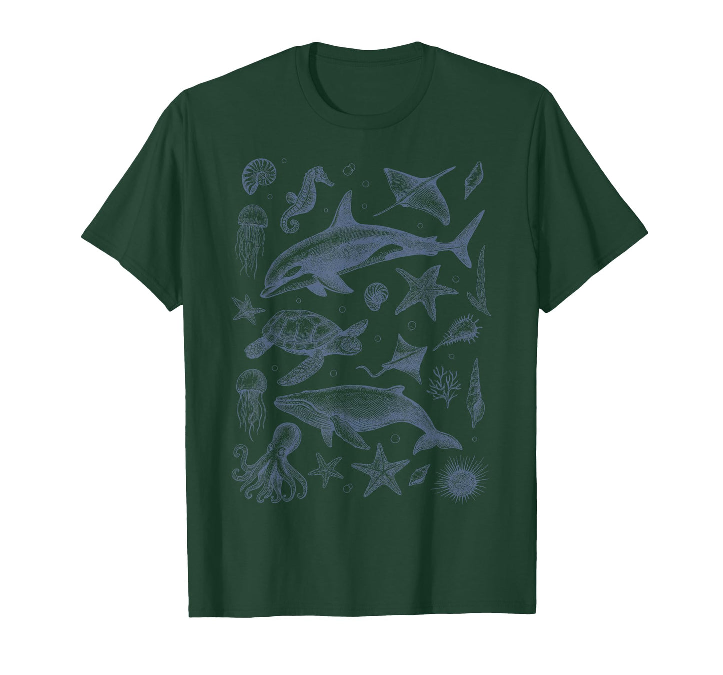 Ocean Life Sea Whale Dolphin Beach Vintage Graphic Men Women T-Shirt