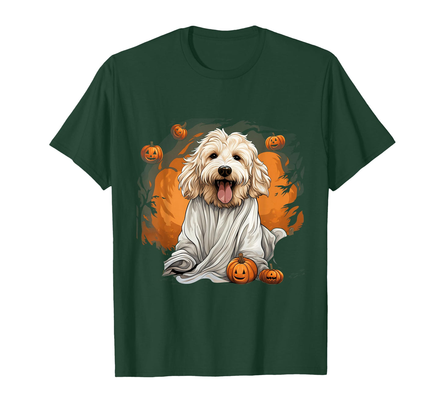 Goldendoodle Dog Ghost Funny Halloween Pumpkin For Dog T-Shirt