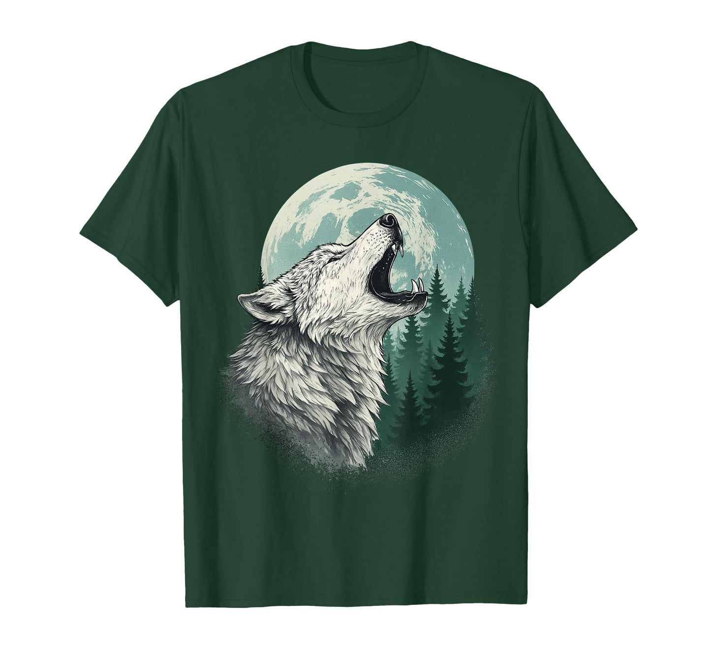 Wolf Howling at Moon Forest Wildlife Wolves Lovers T-Shirt