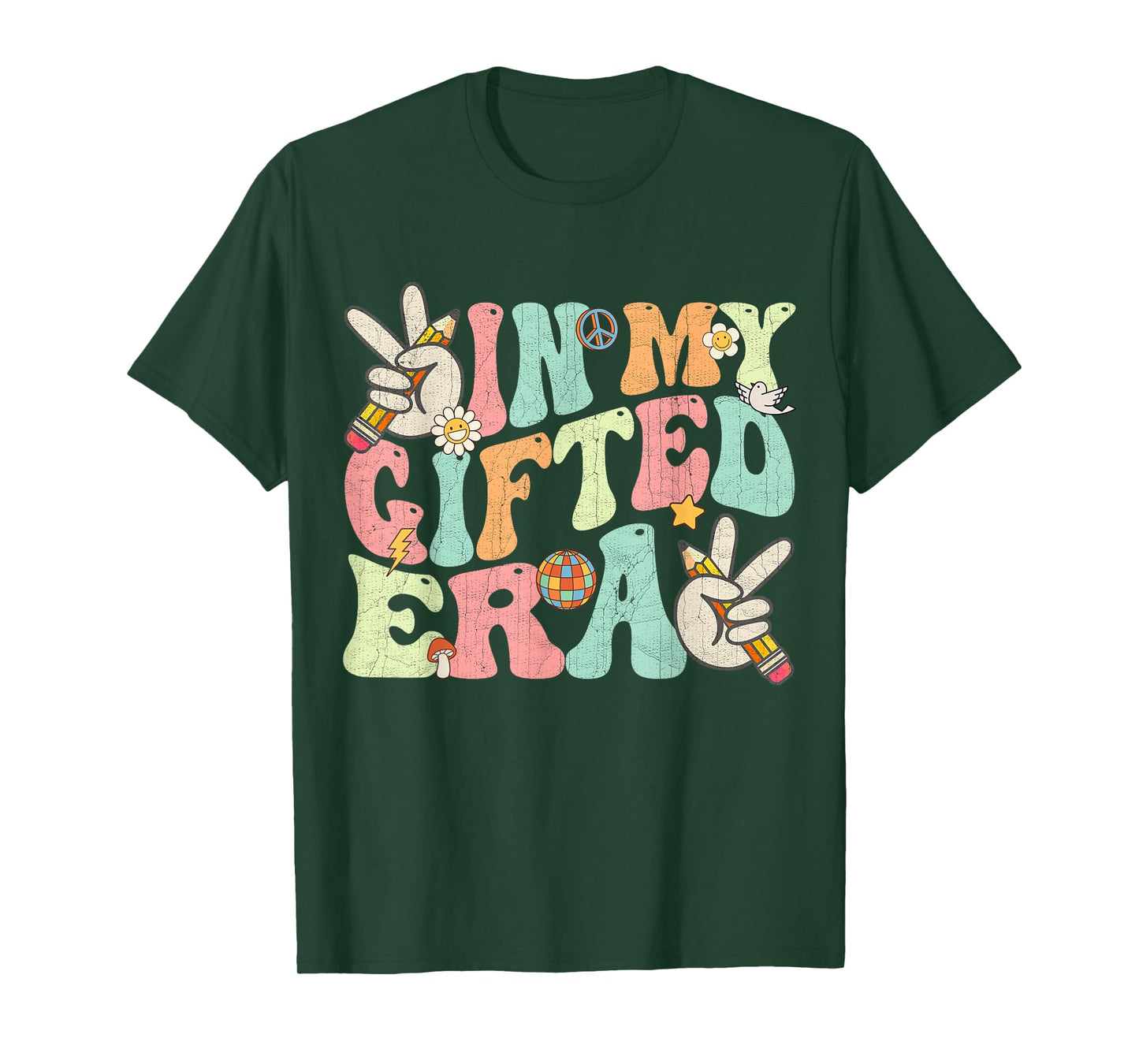 In My Gifted Era Groovy Hippie Teacher Back To School Kids T-Shirt
