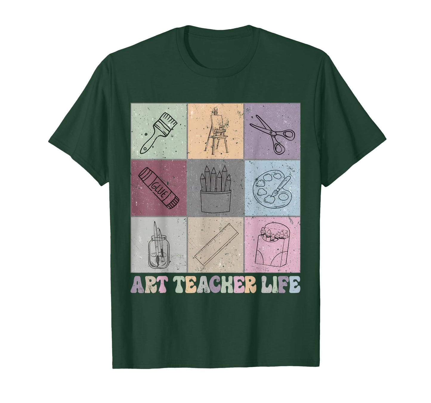 Funny Art Teacher Life Retro Groovy Teaching Future Artists T-Shirt