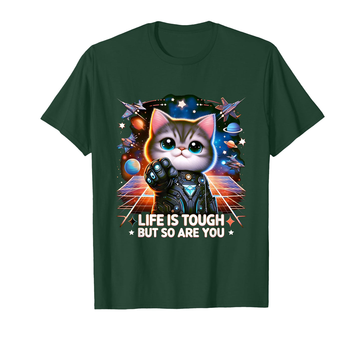 Life is Tough But So are You - Motivational Funny Cute Cat T-Shirt
