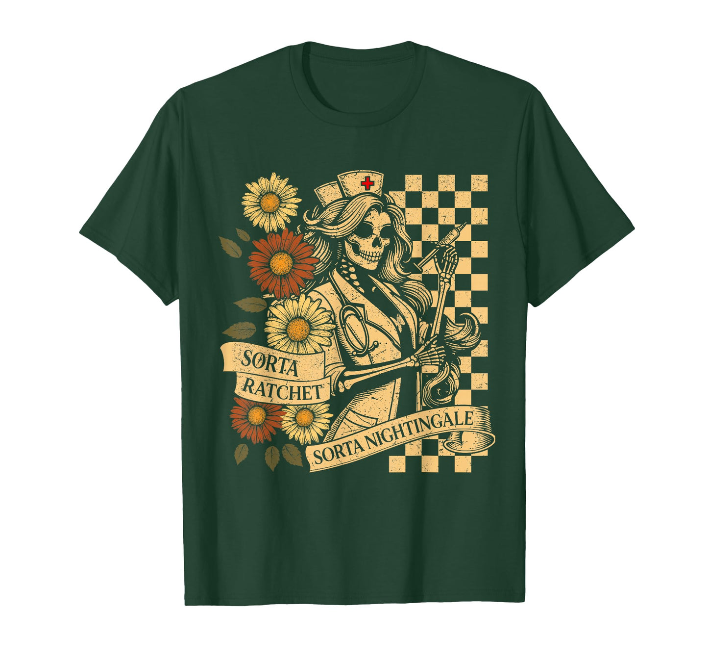 Sorta Ratchet Sorta Nightingale Skeleton Nurse Halloween T-Shirt