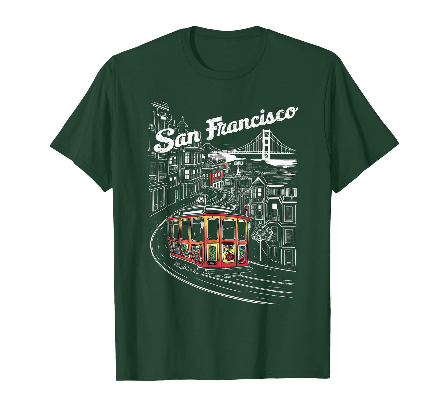 Historic San Francisco Cable Car Vintage SF Illustration T-Shirt