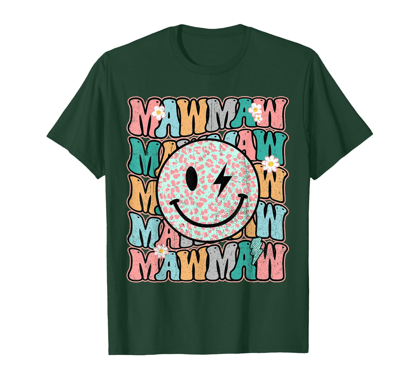 Groovy Mawmaw Leopard Smile Face Grandma Life Mother's Day T-Shirt