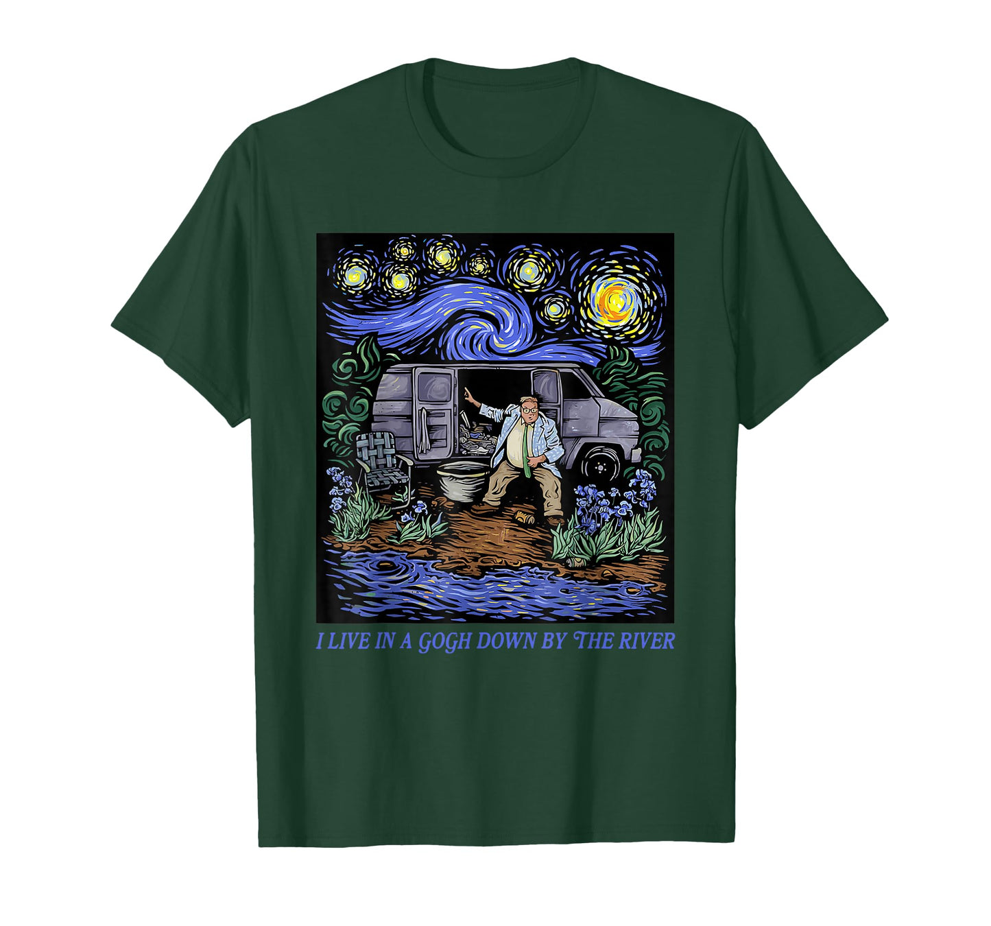 Vintage Design I Live In A Van-Gogh Down-By The River T-Shirt