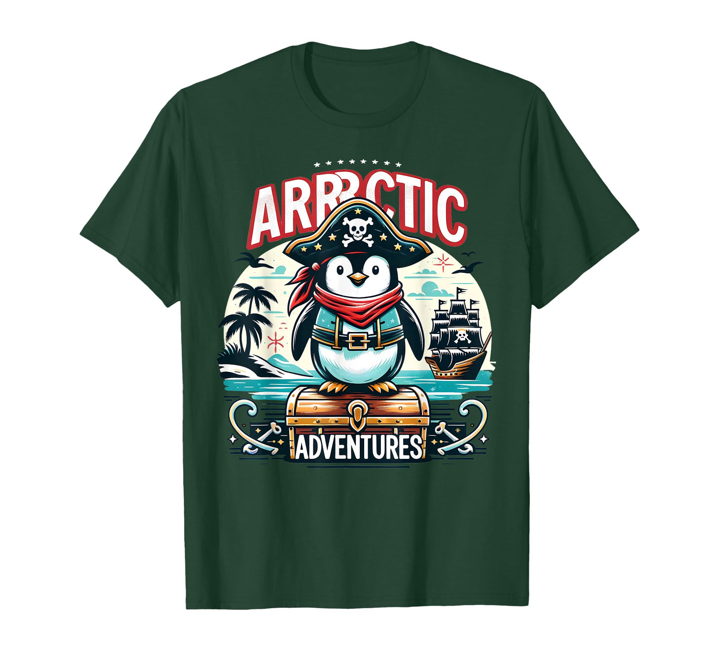 Arrrctic Adventures Pirate Penguin Treasure Quest Pun T-Shirt