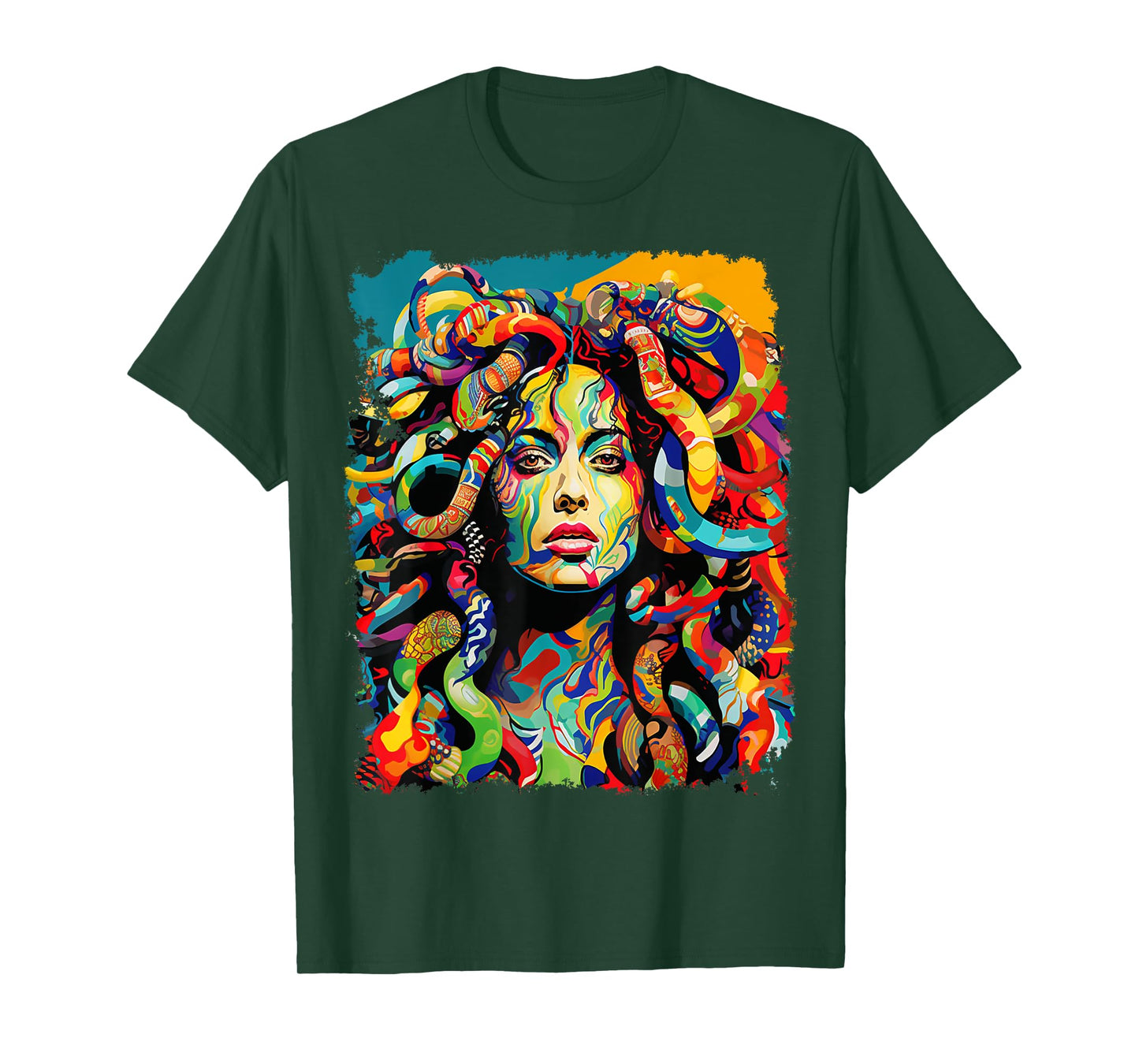 MythoThreads Women's Medusa Graphic T-Shirt - Black, Short Sleeve, Regular Fit, Small