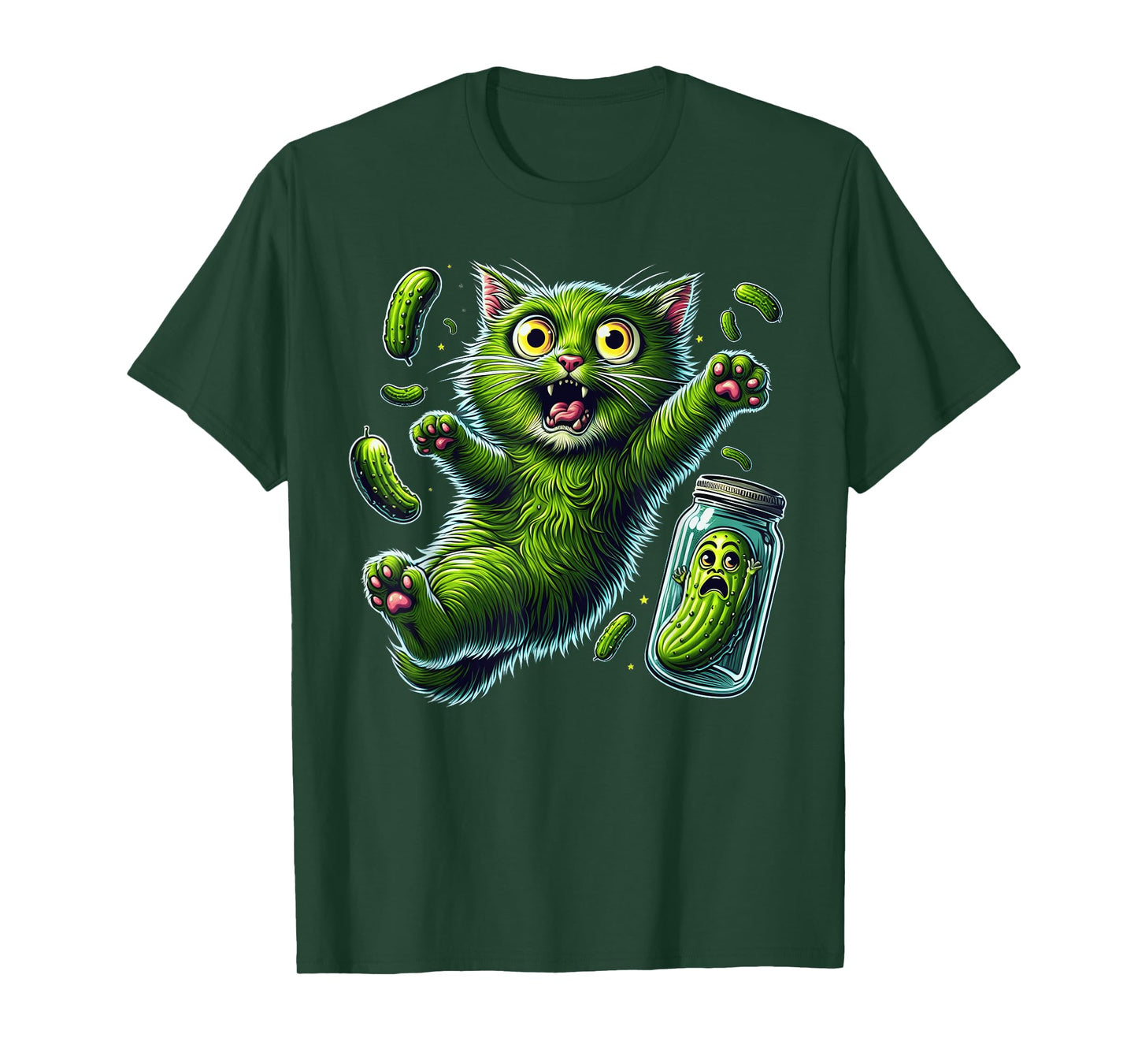 Funny Kittens vs Gherkin Pickle Cat Mom Lady T-Shirt