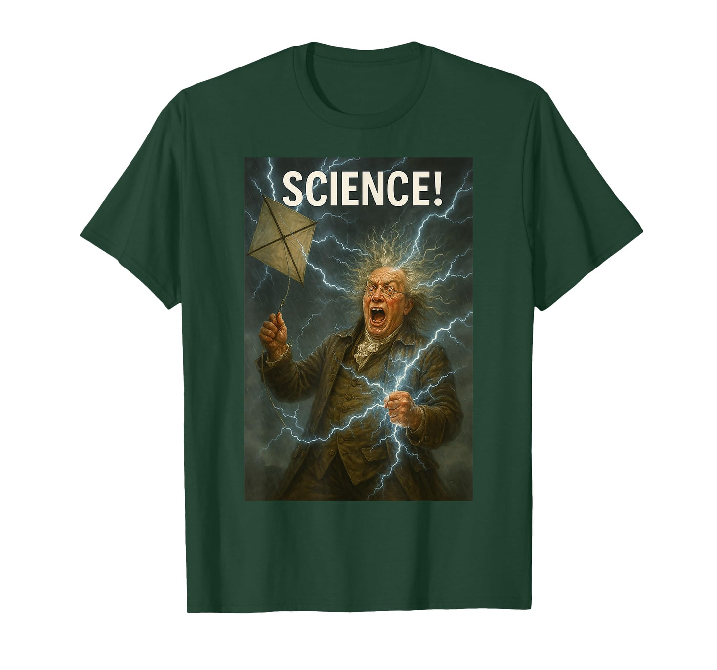 SCIENCE! Ben Franklin Funny Lightning Kite Design T-Shirt