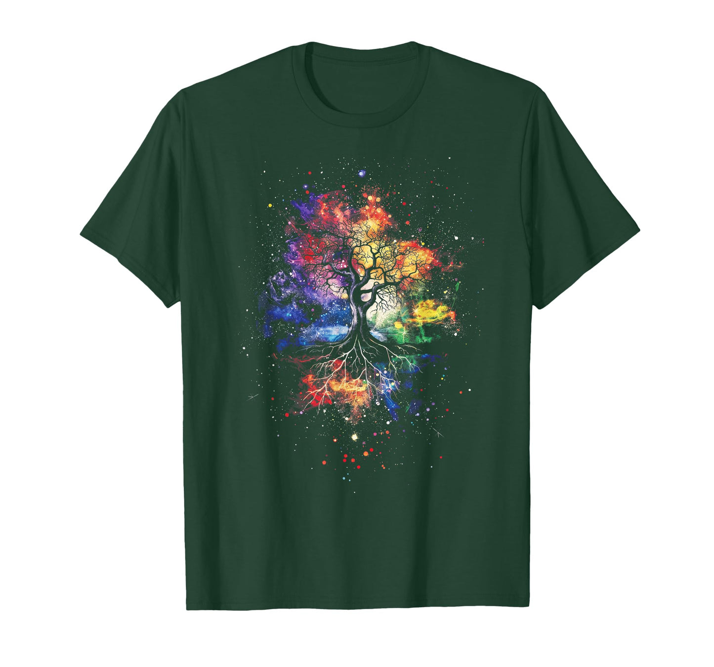 Tree Life Fantasy Mystical Nature Spiritual Unisex-Adults T-Shirt, Black, Small, Short Sleeve, Graphic, All Seasons, Pull On, 1 Count, Artistic Design, Lightweight Comfort