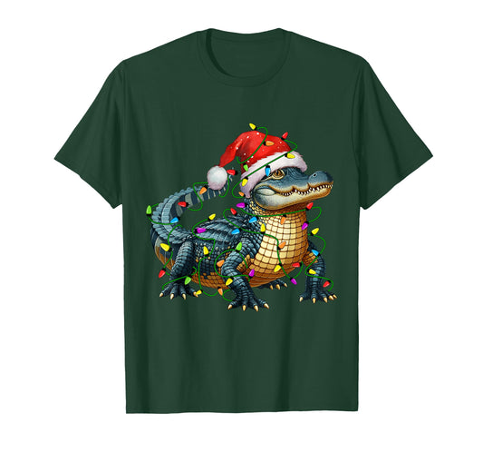 Alligator Santa Christmas Tree Lighting Xmas Funny T-Shirt
