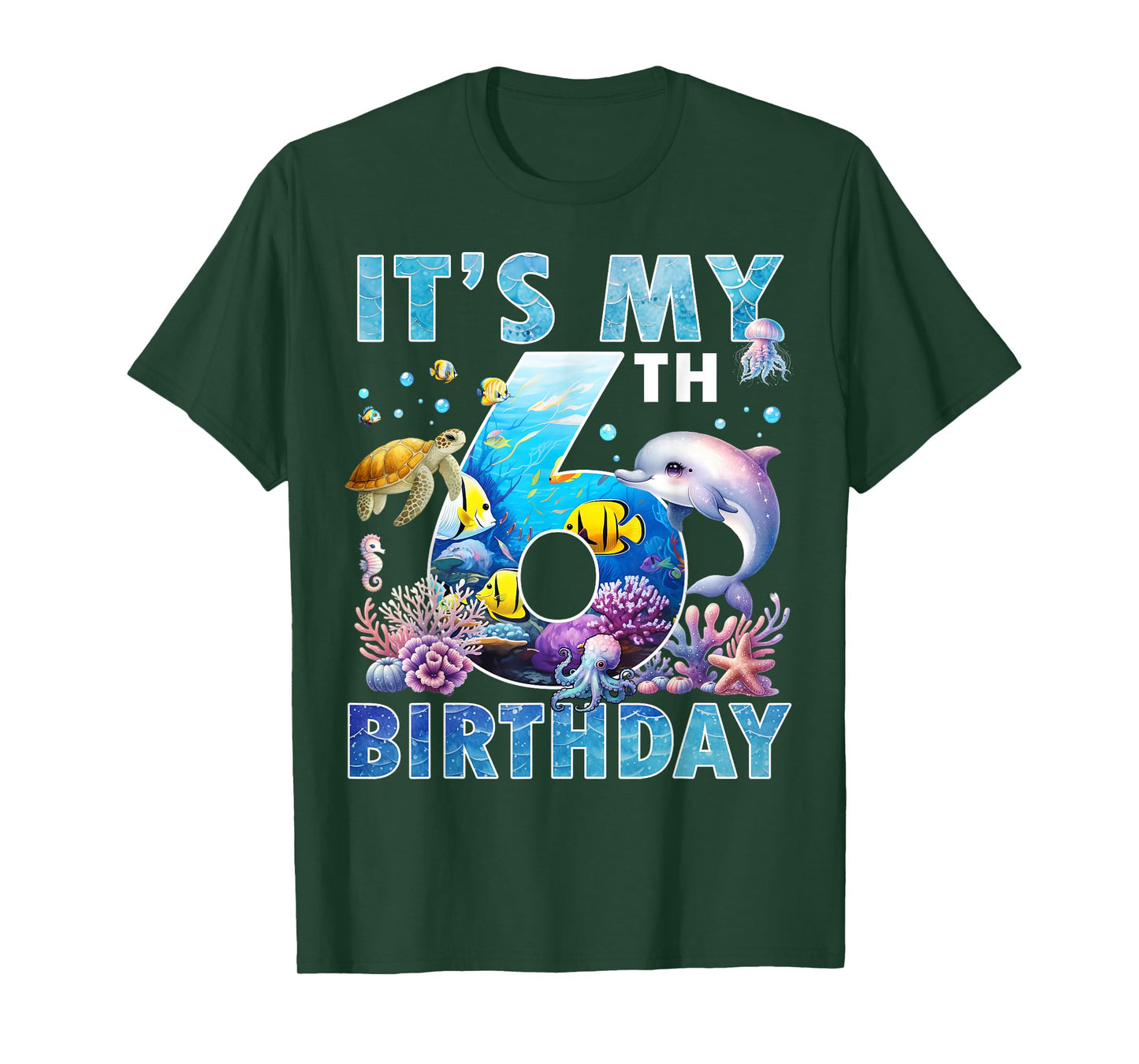 It’s My 6th Birthday Ocean 6 Years Old Sea Aquarium Birthday T-Shirt