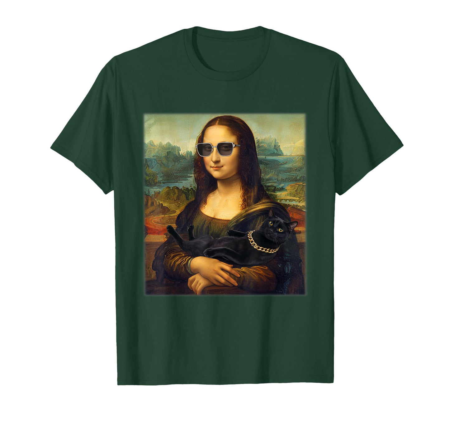 Mona Lisa Holding Cat Funny Cat Lover Art Painting Men Women T-Shirt