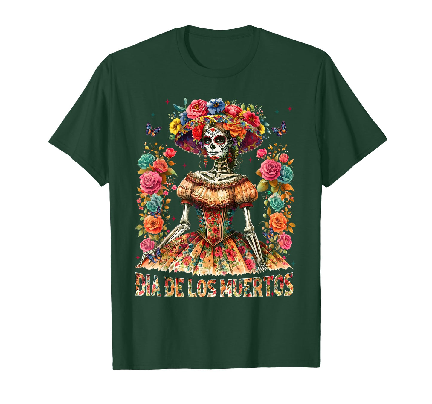 Dia De Los Muertos La Catrina Sugar Skull Day of Dead Women T-Shirt