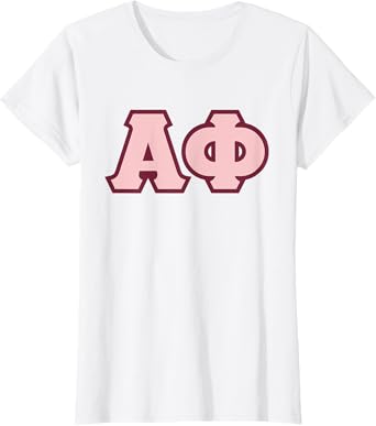 Alpha Phi Officially Licensed Pink and Bordeaux Lettered T-Shirt