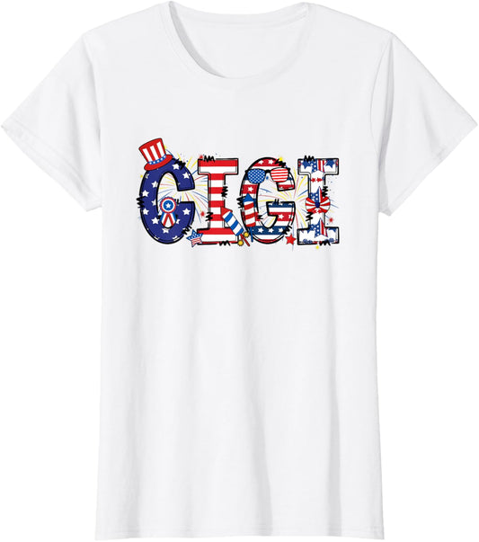 Gigi 4th Of July Patriotic Fireworks Grandmother Usa Grandma T-shirt