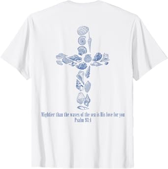 Christian Seashell Style Beach Vacation Faith Cross Women T-Shirt