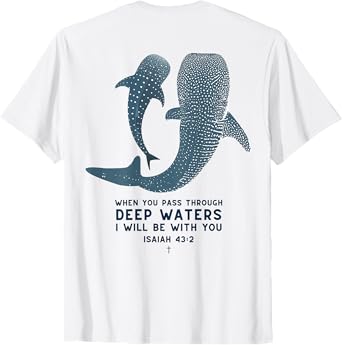Christian Scripture Jesus Isaiah Whale Shark (On Back) T-Shirt