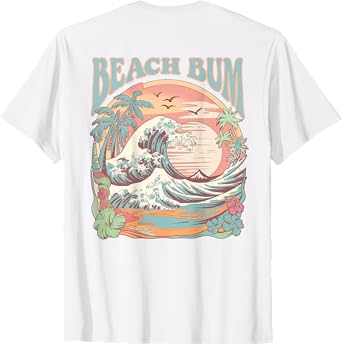 Retro Beach Bum Surf Wave Vintage Tropical Sunset Aesthetic T-Shirt