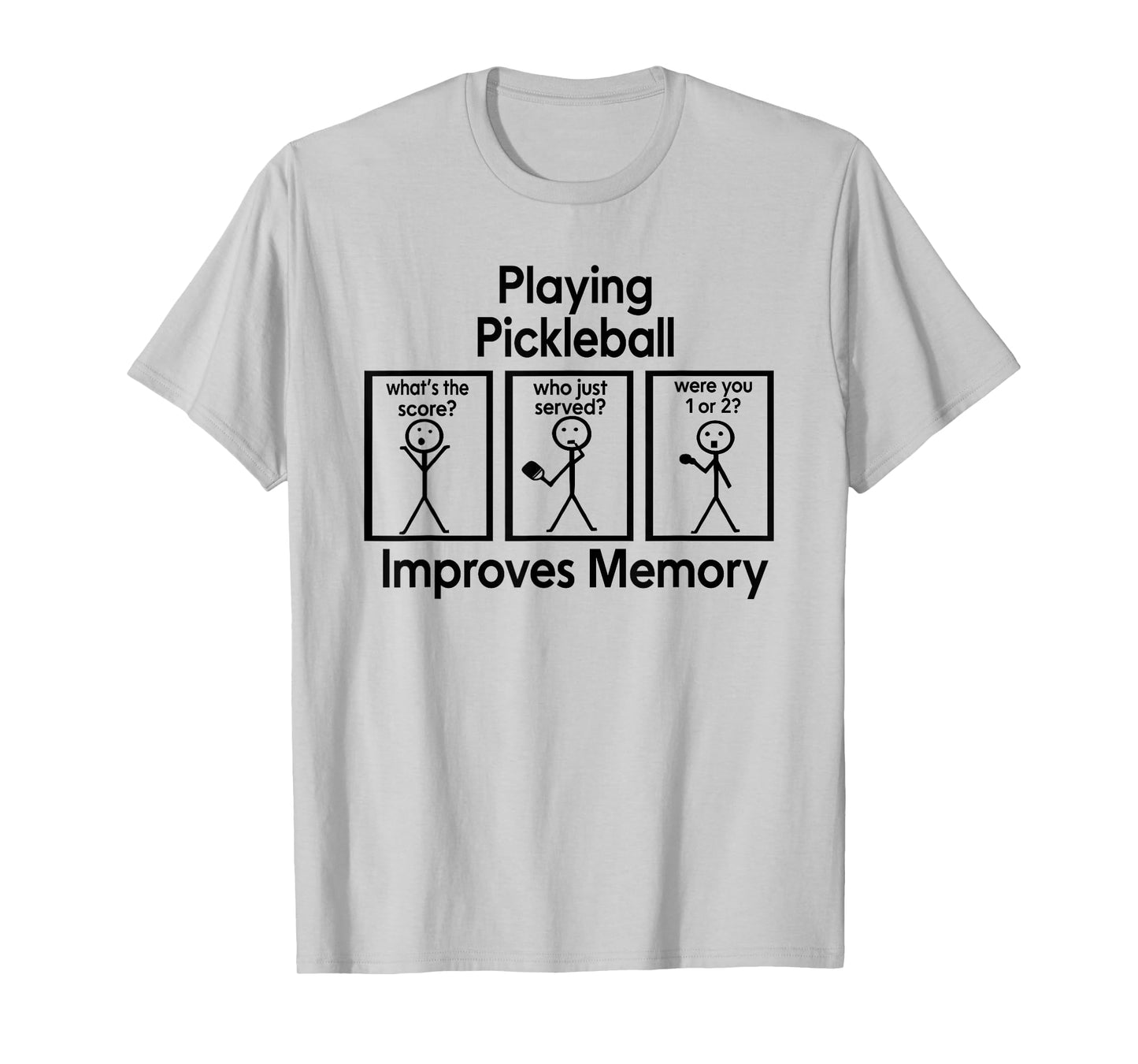 Funny Pickleball Memory Joke, Stick Figure Design T-Shirt