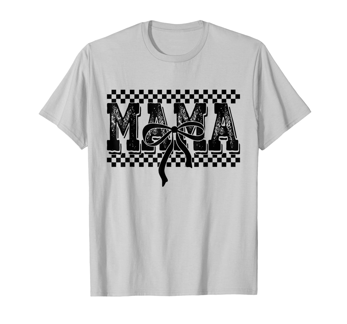 Retro Checkered Mama Coquette Bow Mama Floral Mothers Day T-Shirt