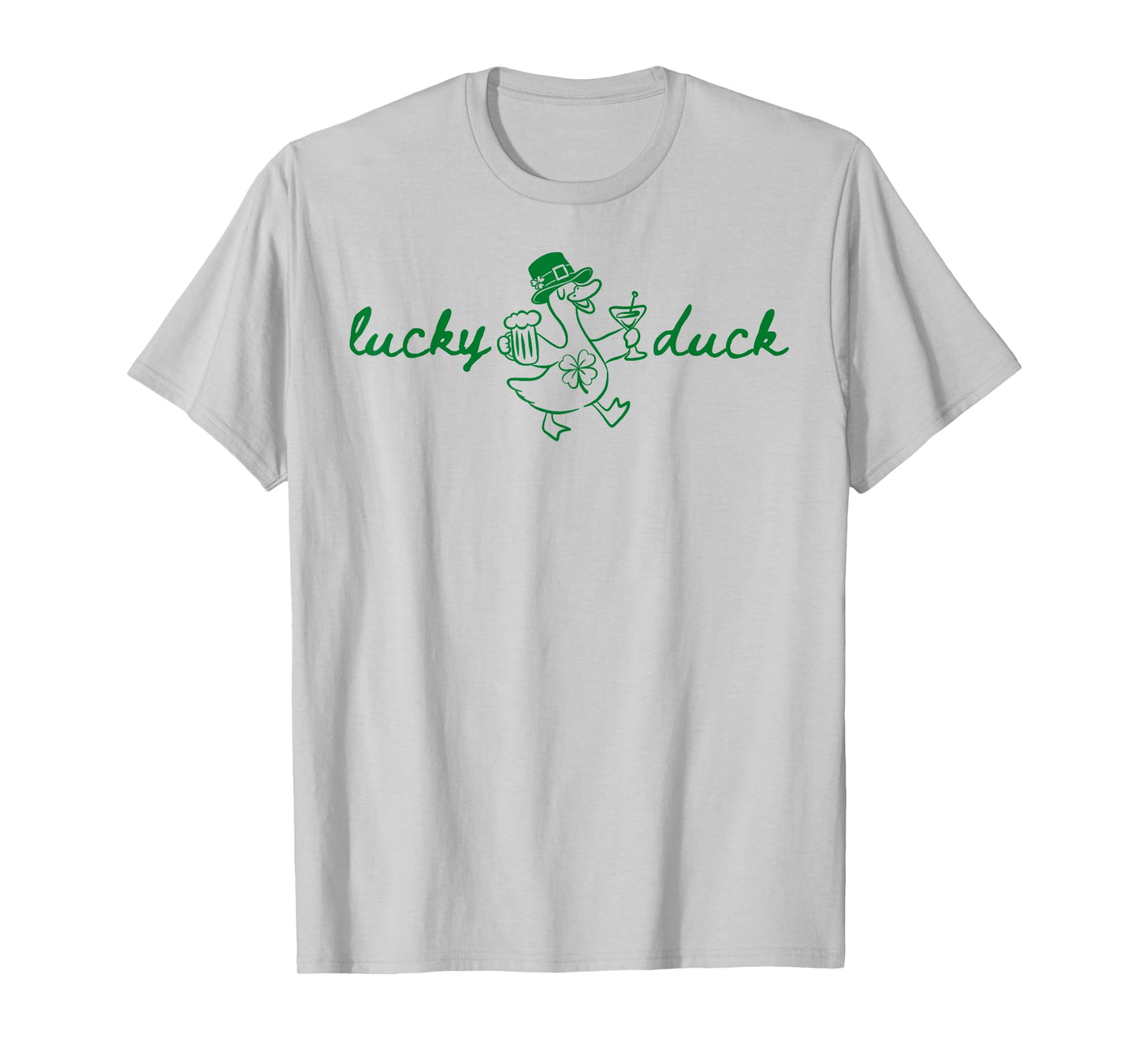 St Patrick's Lucky Duck Saint Paddy's Day Irish Beer Martini T-Shirt - T-Shirt | Ash