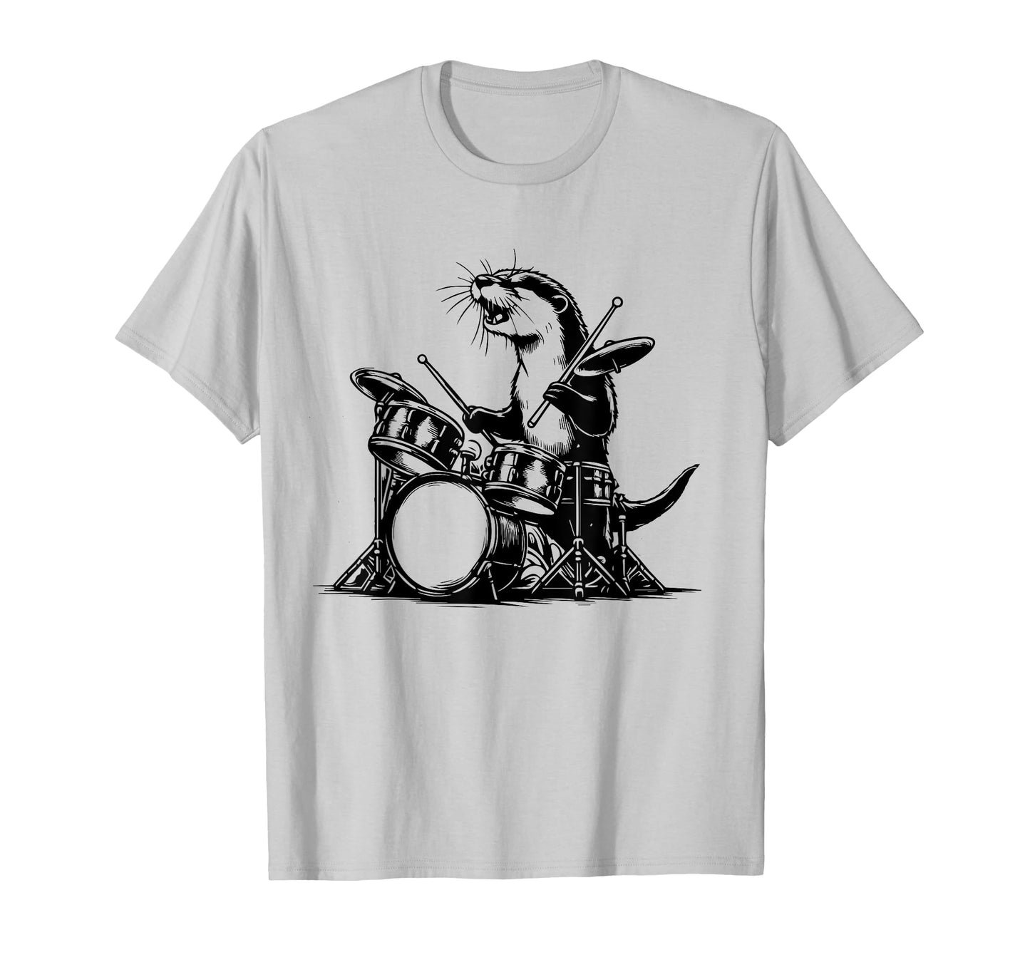 Otter Drummer Rock Retro Drummer Sea Otter Playing Drums T-Shirt