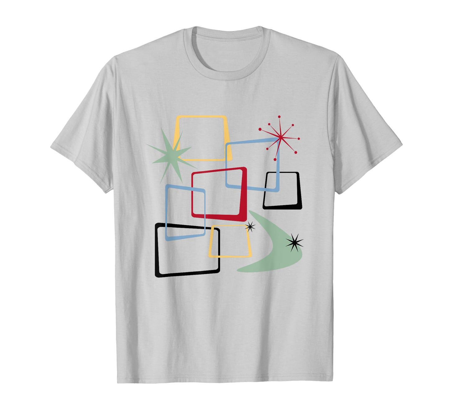 Retro Atomic Squares Stars And Boomerang Mid Century Modern T-Shirt