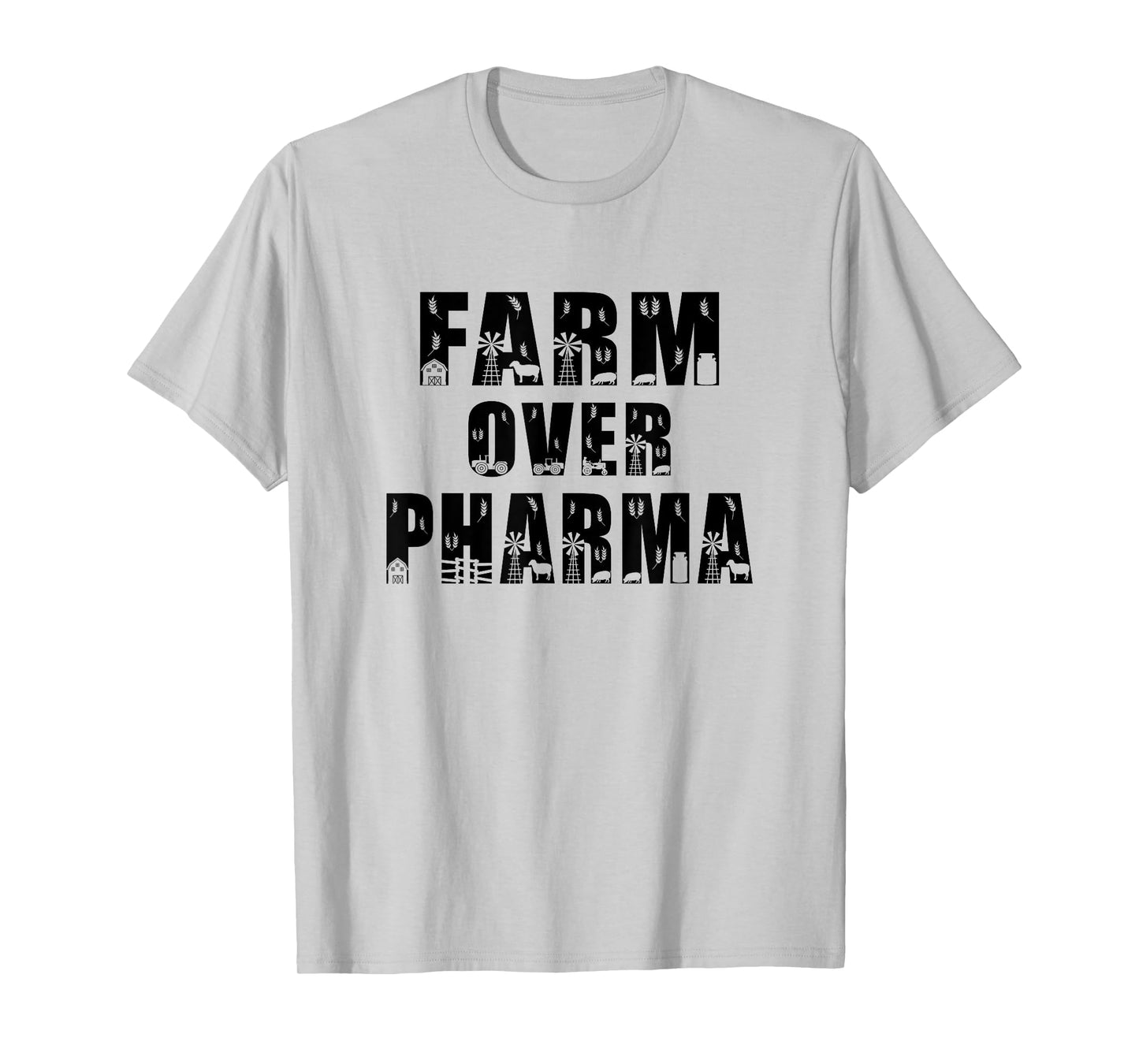 Farm Over Pharma Vegetable Tee T-Shirt, Small, Grey