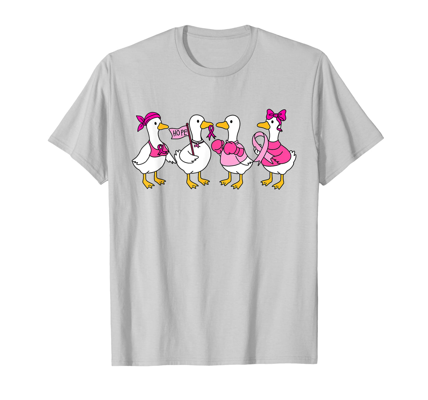 Breast Cancer Awareness in October We Wear Pink Goose Bow T-Shirt