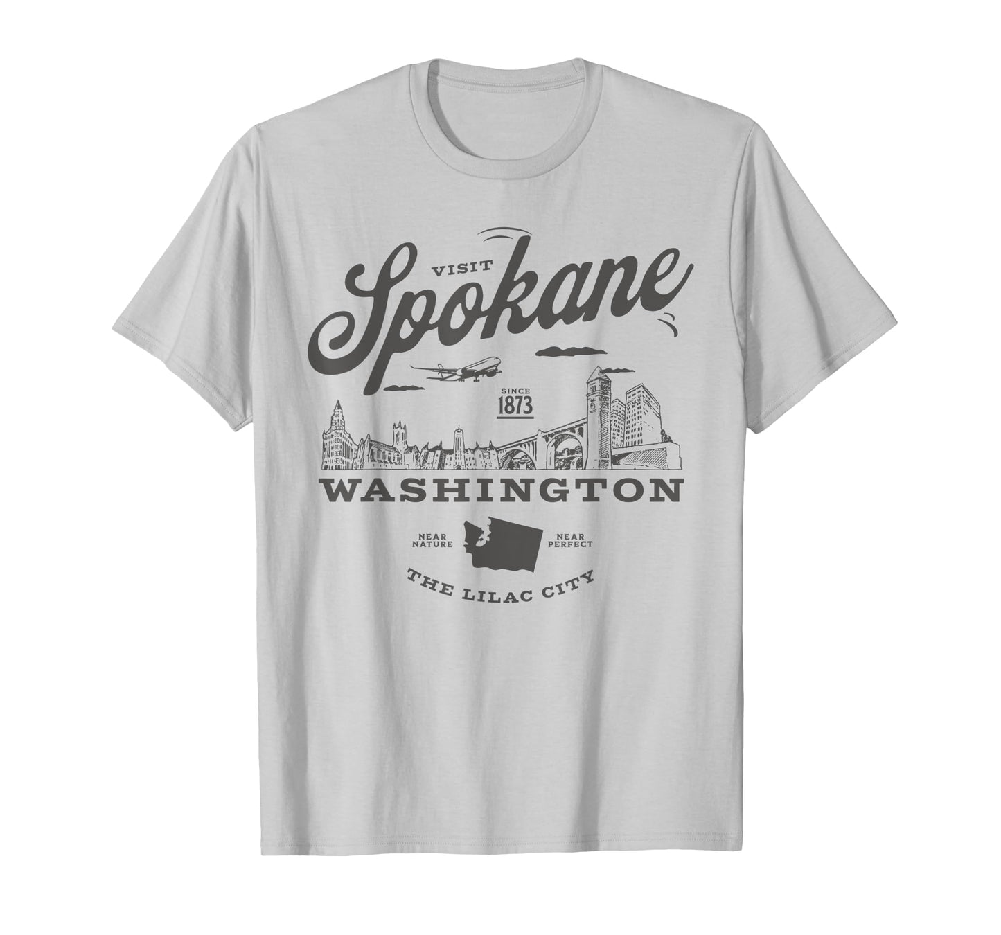 Visit Spokane Washington Since 1873 Vintage Skyline T-Shirt