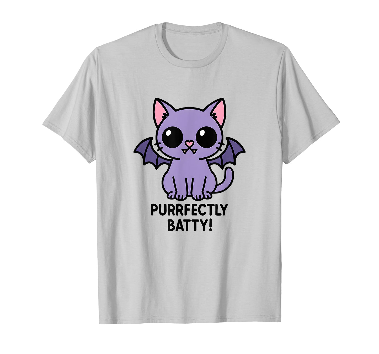 Purrfectly Batty Purple Cat Bat Funny Cute Halloween T-Shirt