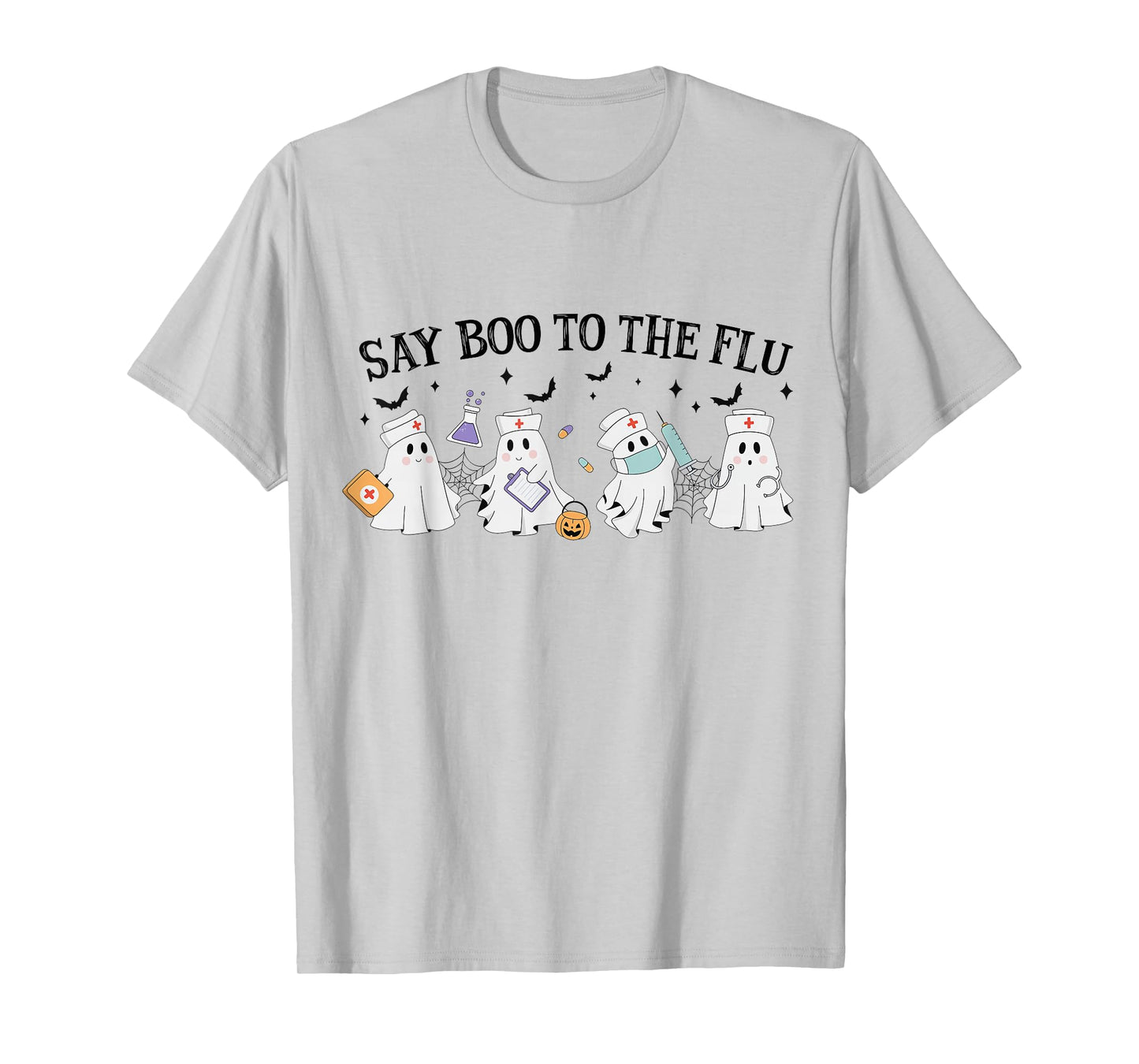 Retro Nurse Ghost Halloween Vaccine Say Boo to The Flu T-Shirt