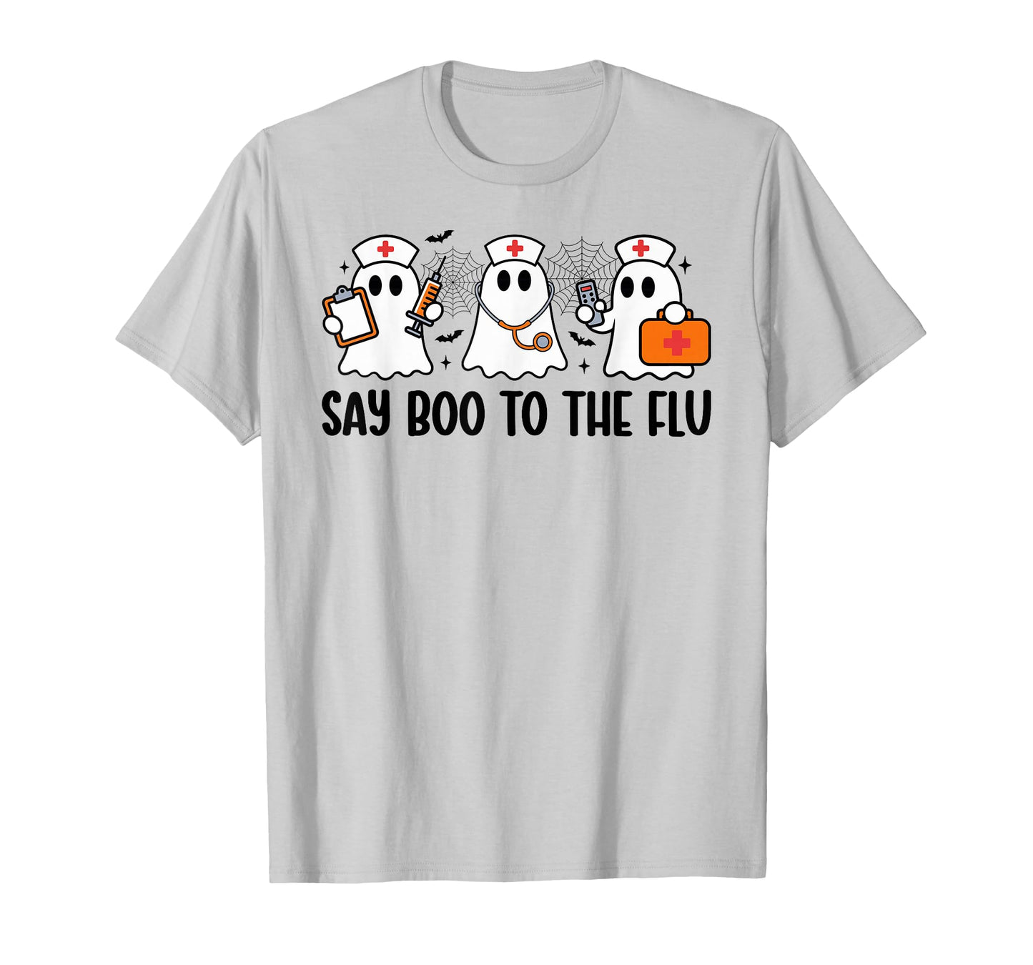 Funny Nurse Ghost Halloween Vaccine Say Boo to The Flu T-Shirt