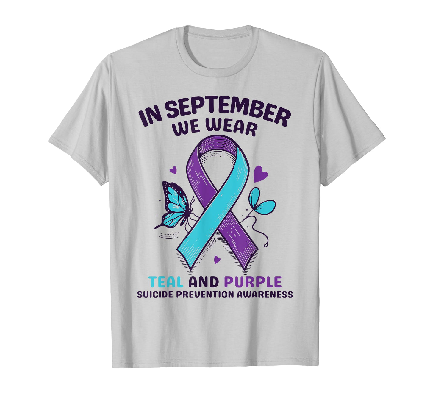 In September We Wear Teal Purple Ribbon Suicide prevention T-Shirt
