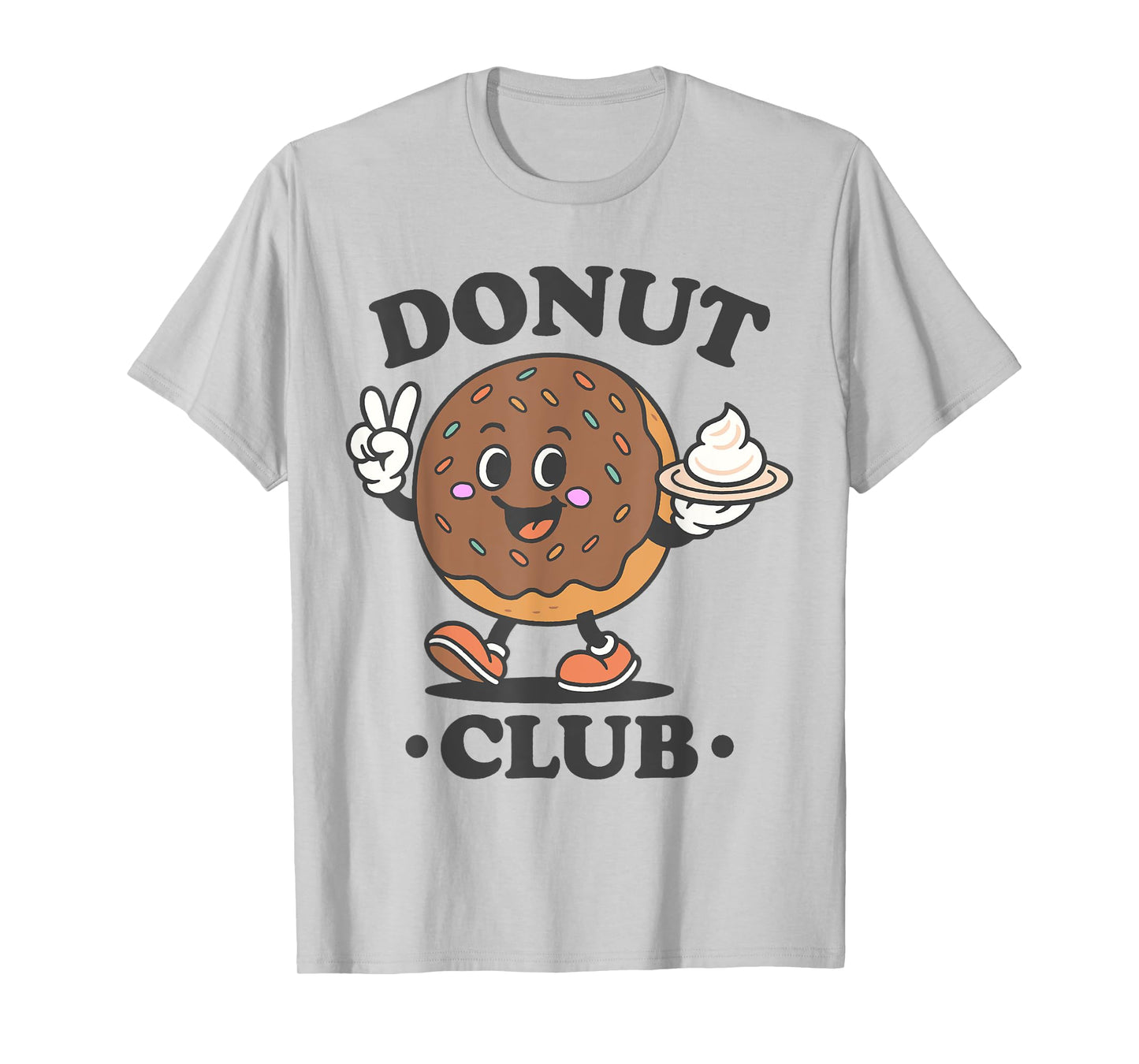 Donut Club Retro Cartoon Donut Lover Design T-Shirt