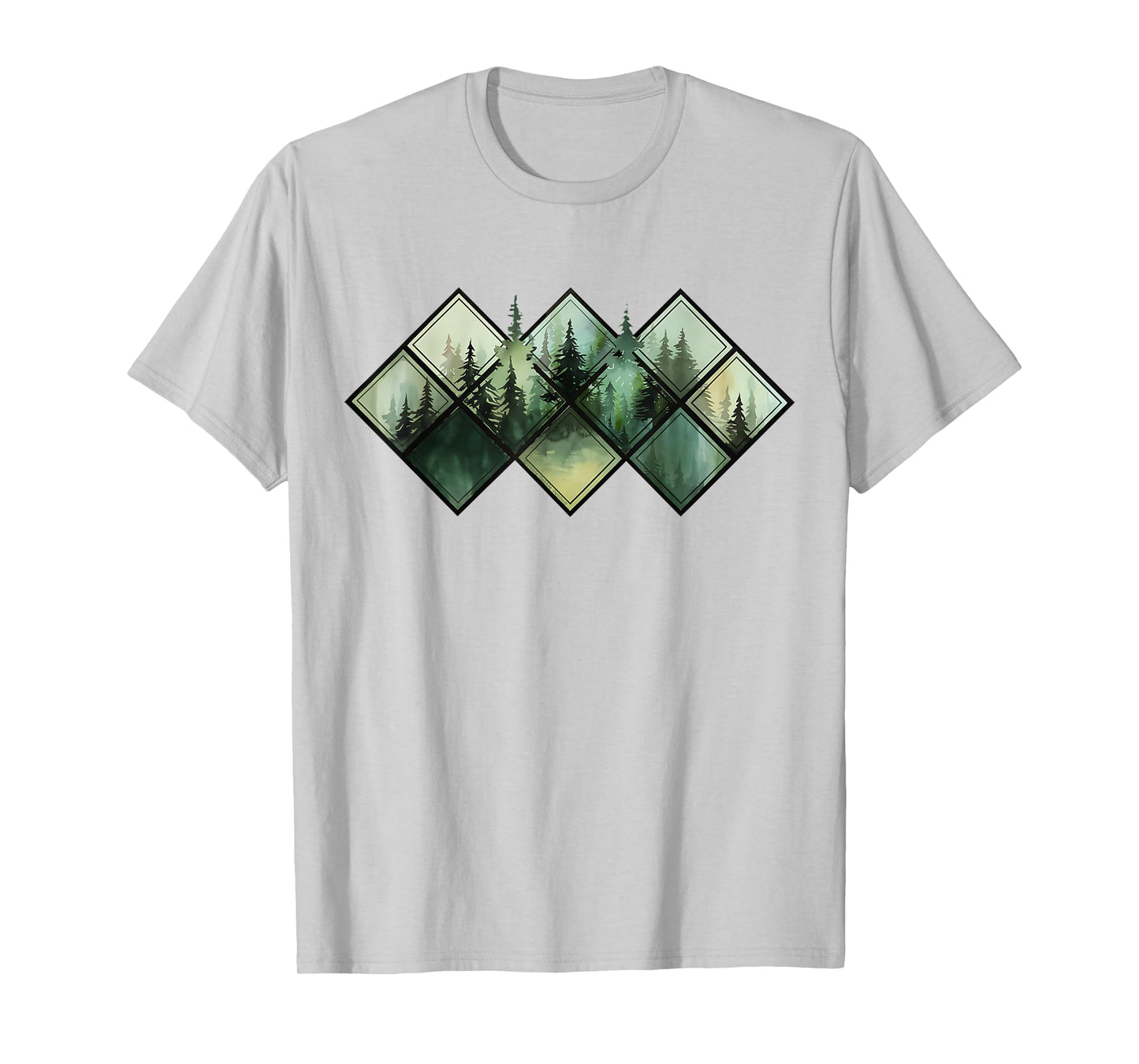Trees Nature Mountains Wildlife Windows Watercolor Forest T-Shirt