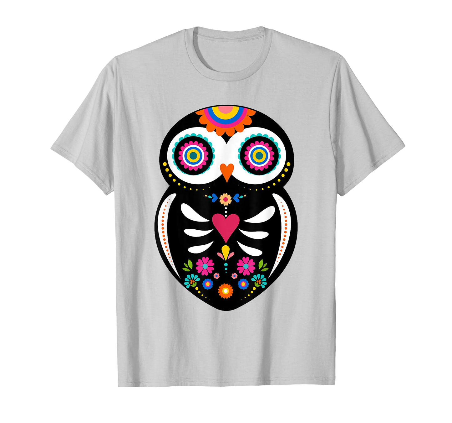 Dia de los Muertos Night Owl Sugar Skull Mexican Halloween T-Shirt