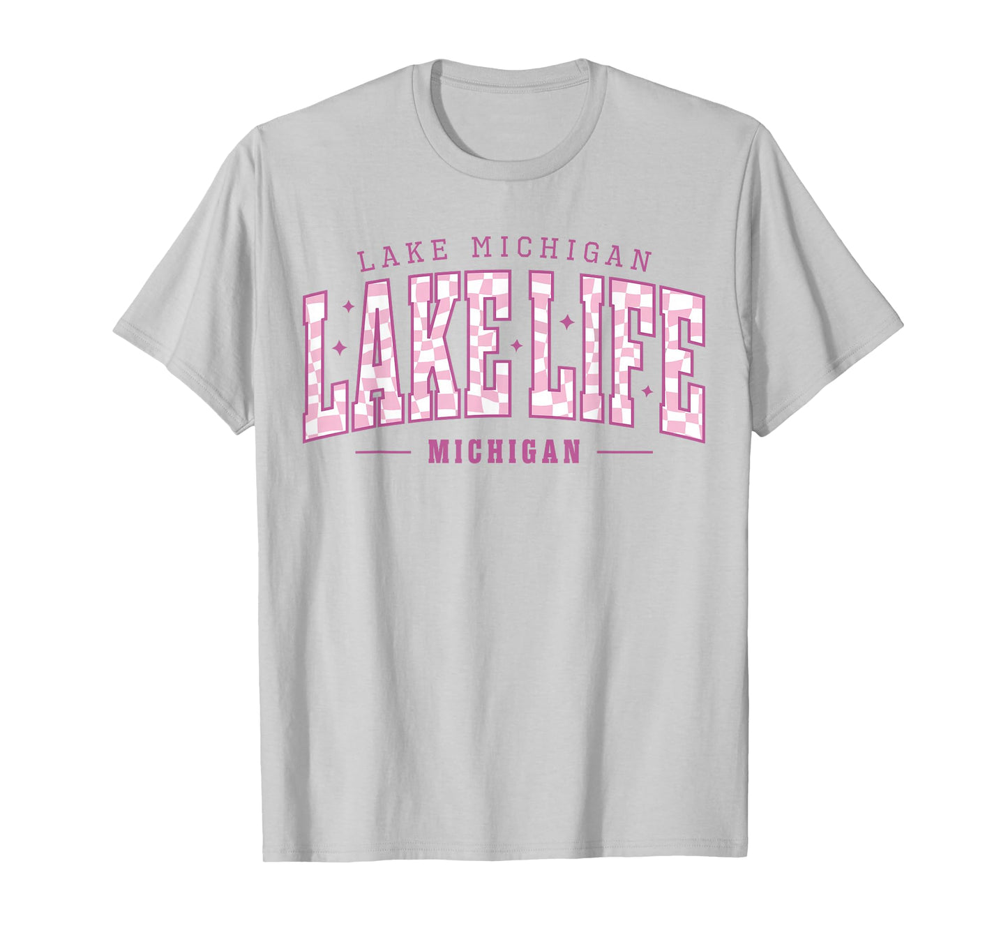 Lake Life Checkerboard Michigan Lake Summer Vacation Babe T-Shirt