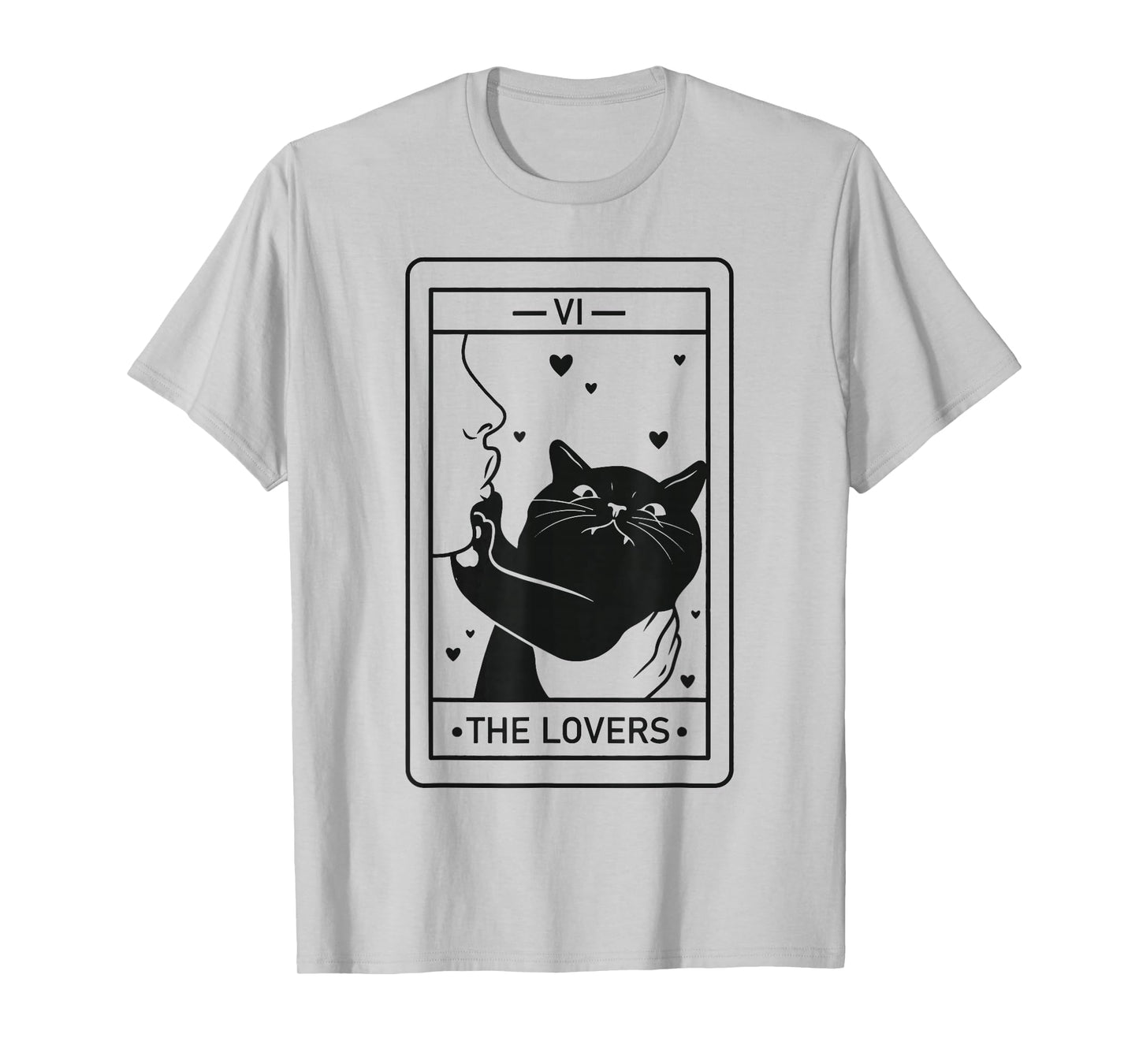 Black Cat Tarot Halloween Witchy Cat The Lovers Men Women T-Shirt