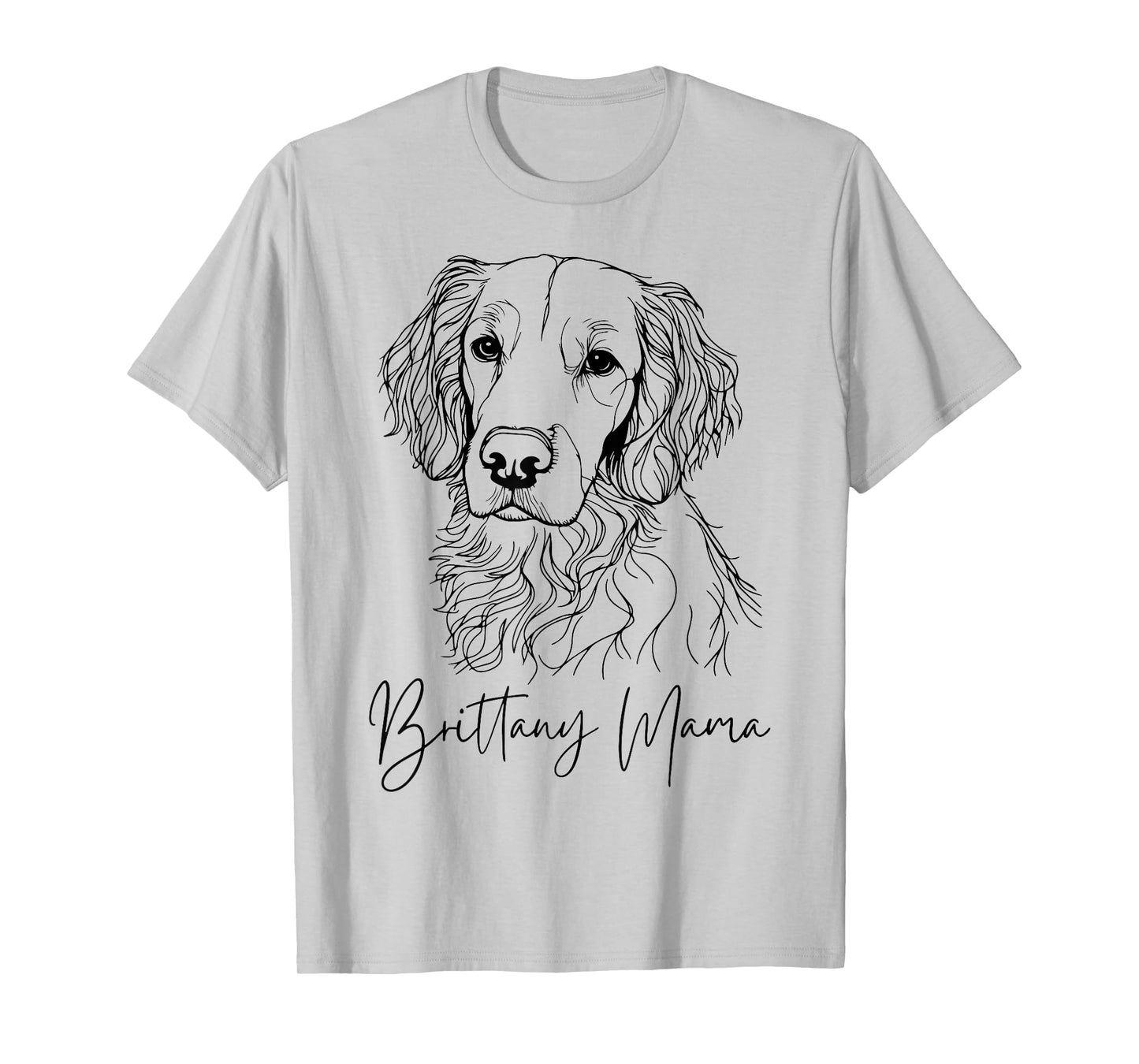 Brittany Mama Brittany Spaniel Mom Cute Dog Line Art T-Shirt