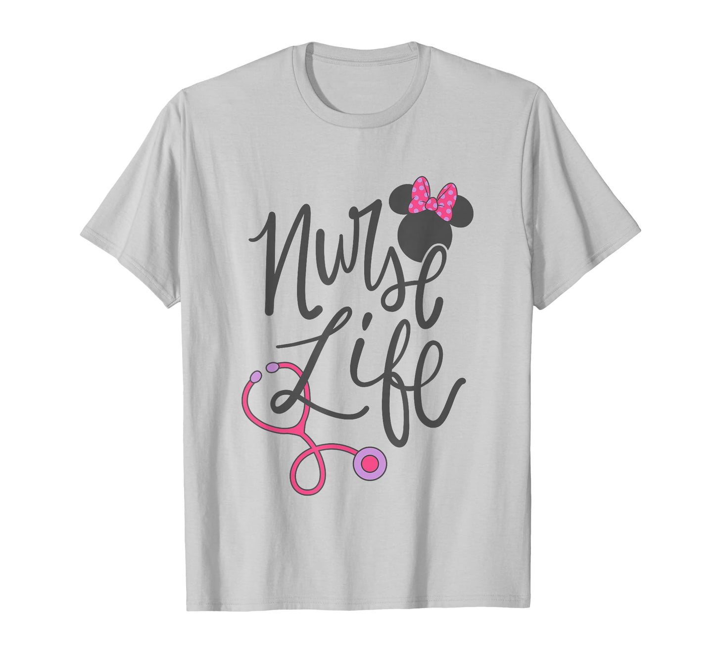 Disney Minnie Mouse Nurse Life Big Chest Text Logo T-Shirt