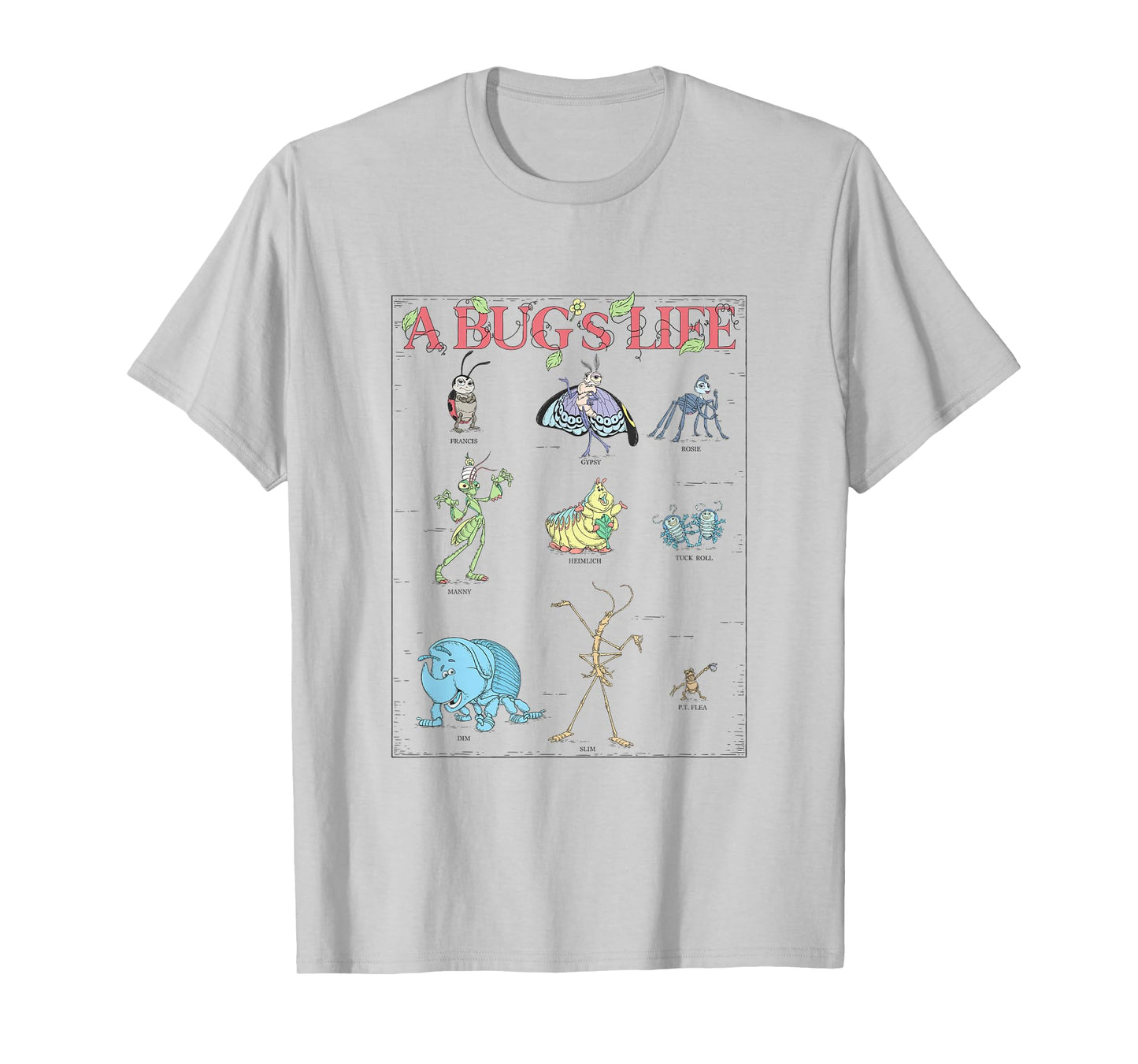 Disney Pixar A Bug's Life Iconic Circus Bugs Characters Logo T-Shirt