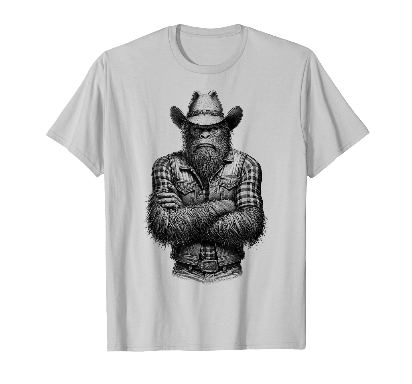 Bigfoot Sasquatch Funny Vintage Cowboy Cryptid Graphic Myth T-Shirt