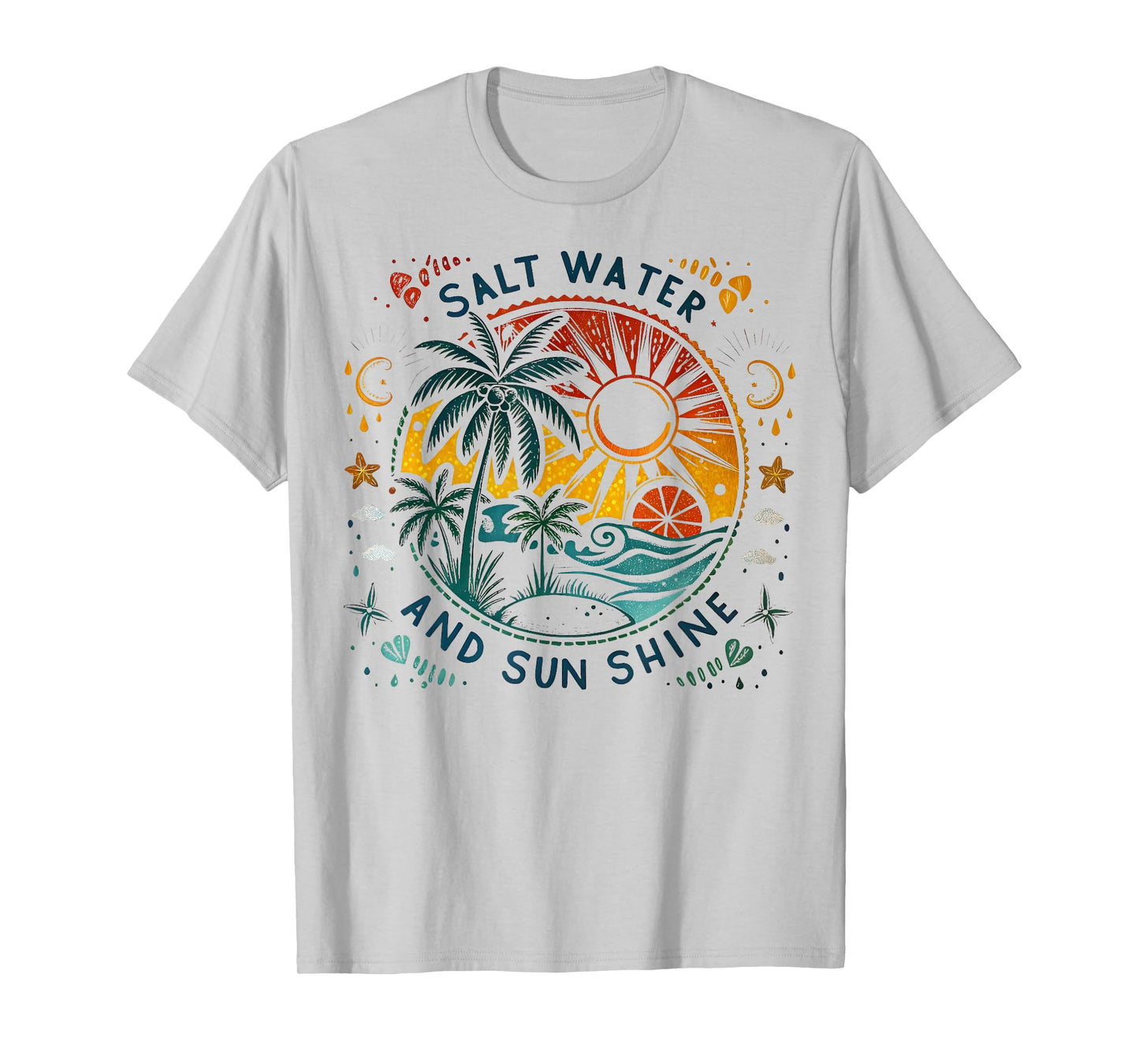 Salt Water And Sun Shine Beach Palm Tree Summer Vacation T-Shirt