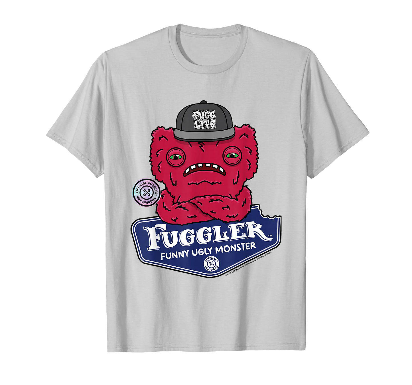 Fuggler Unisex-Adults T-Shirt, Grey, Small, Short Sleeve, Classic Fit, Cartoon Pattern, Crew Neck, Lightweight
