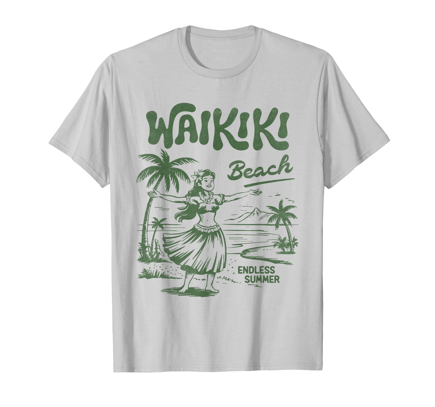 Retro Waikiki Hula Girl Hawaii Beach Vintage Island Vibes T-Shirt