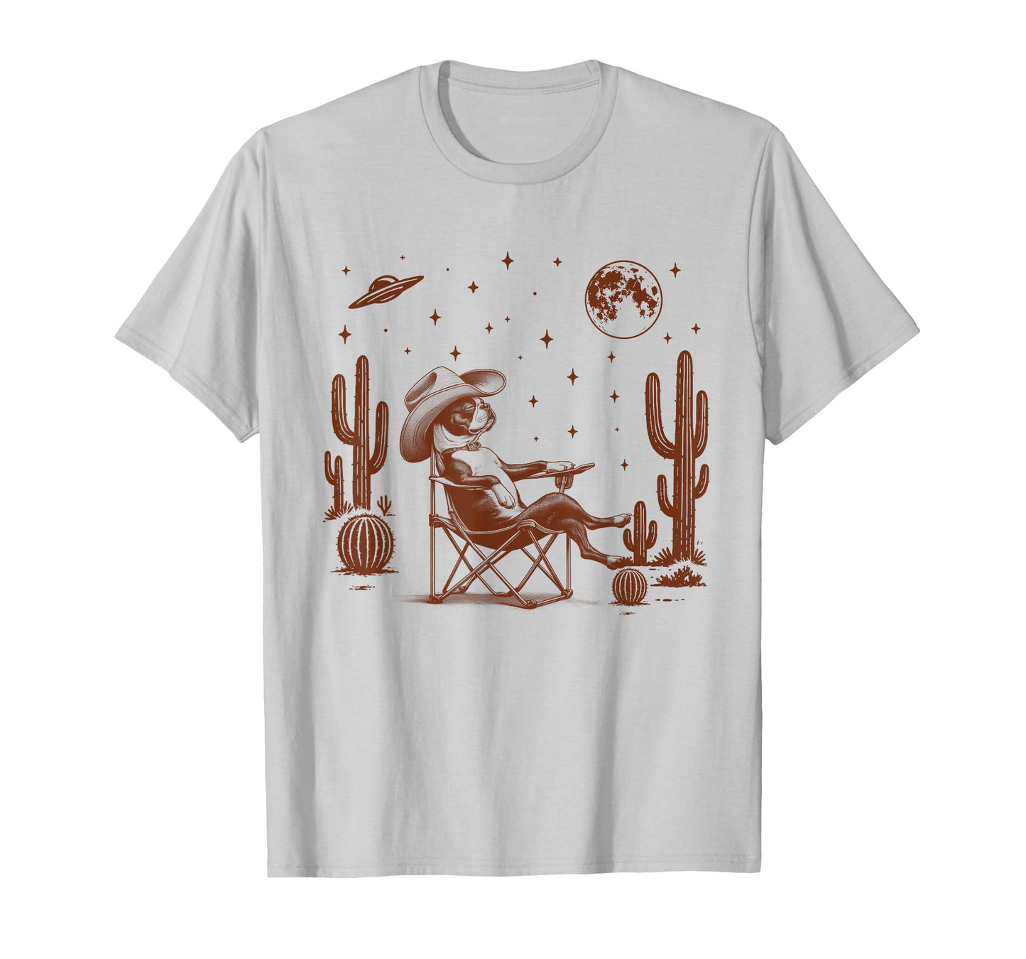 Boston Terrier Lover Dog Mom Howdy Western Life UFO Space Men Women T-Shirt