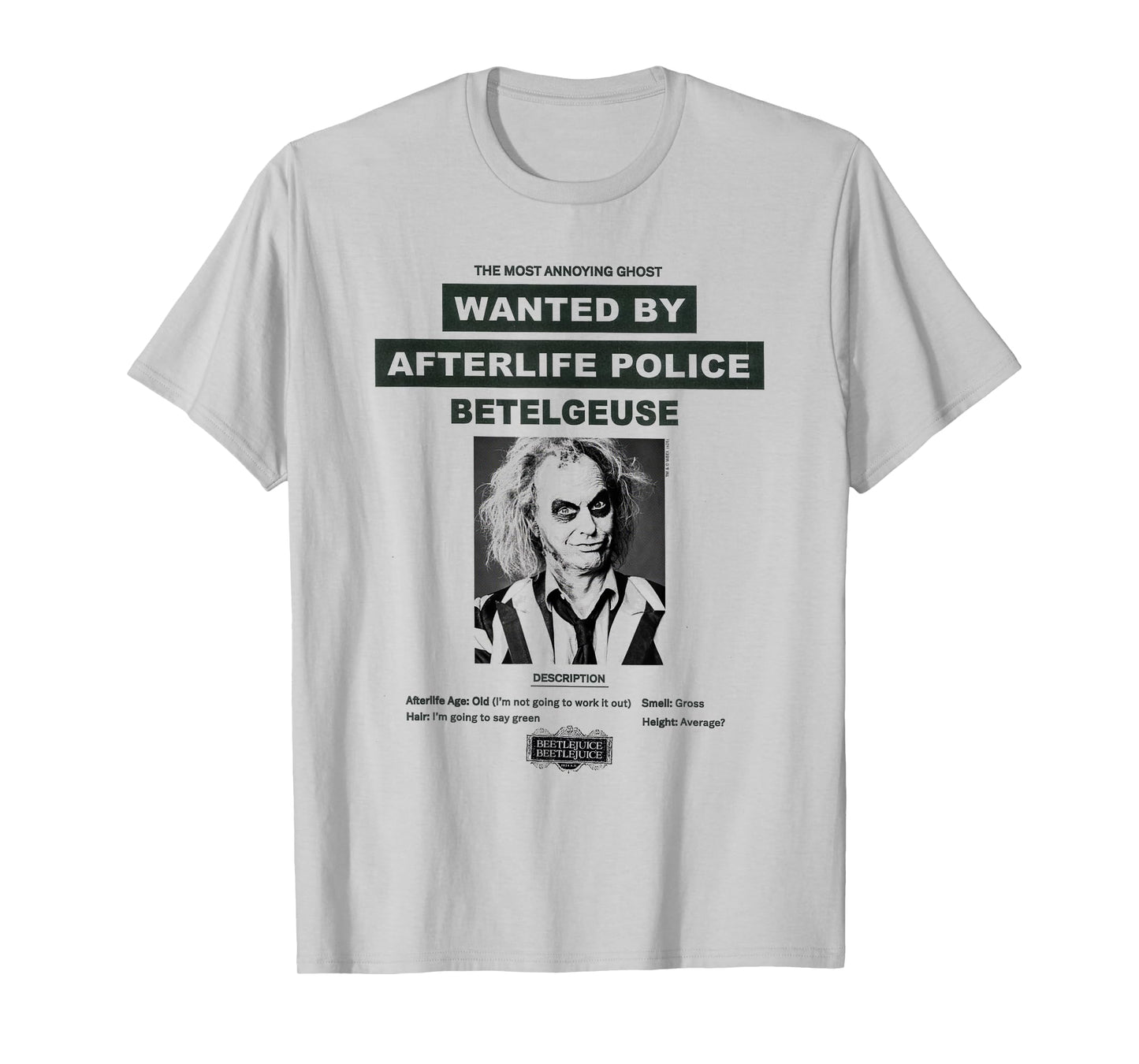 Beetlejuice Wanted Poster Betelgeuse Ghost Movie T-Shirt